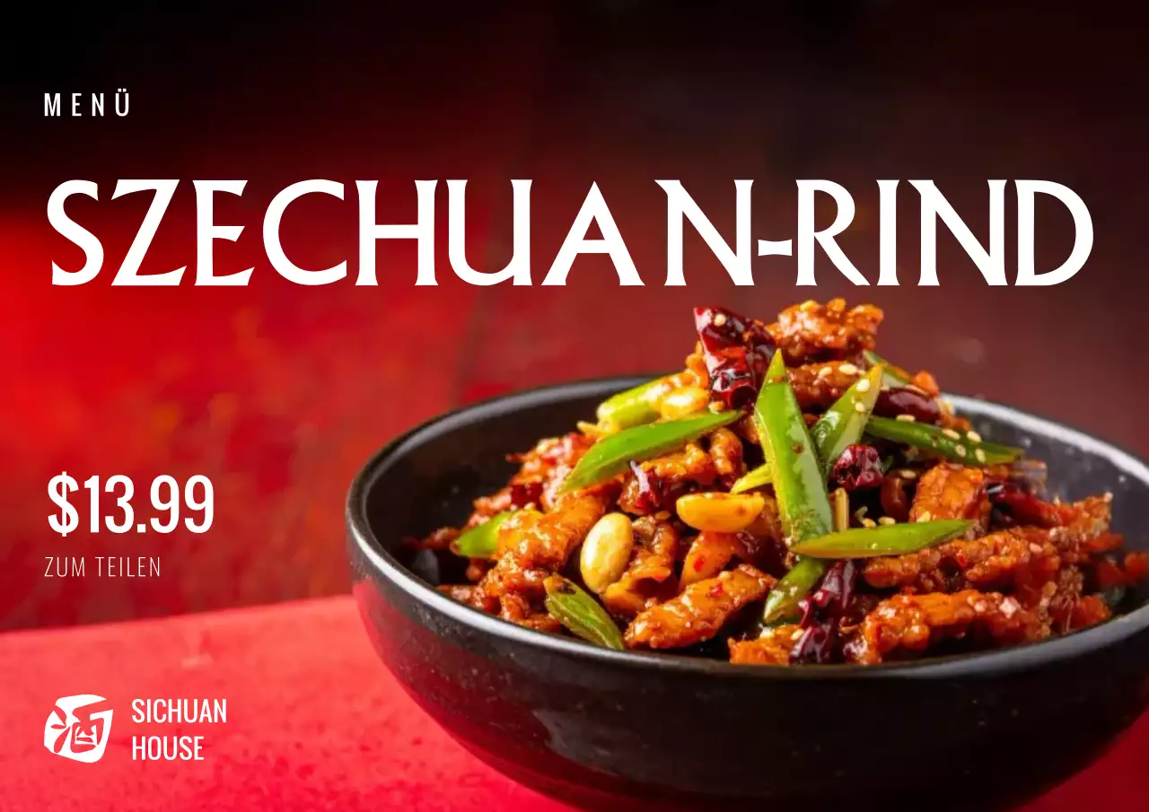 Rotes Werbeplakat für traditionelle Küche