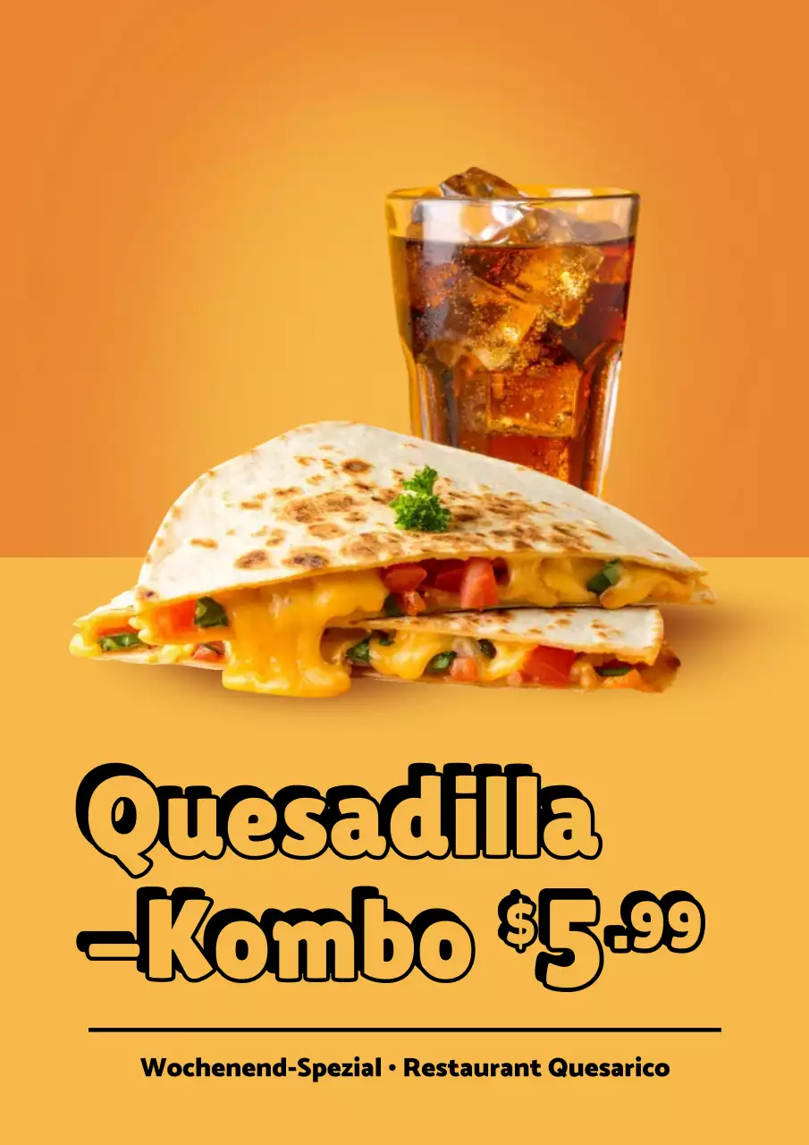 Orangefarbenes, kräftiges Lebensmittel-Werbeplakat