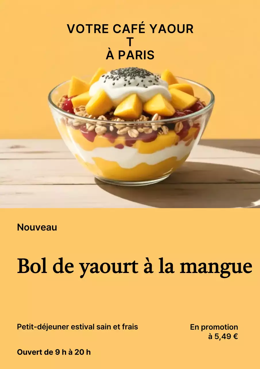 menu yaourt jaune moderne