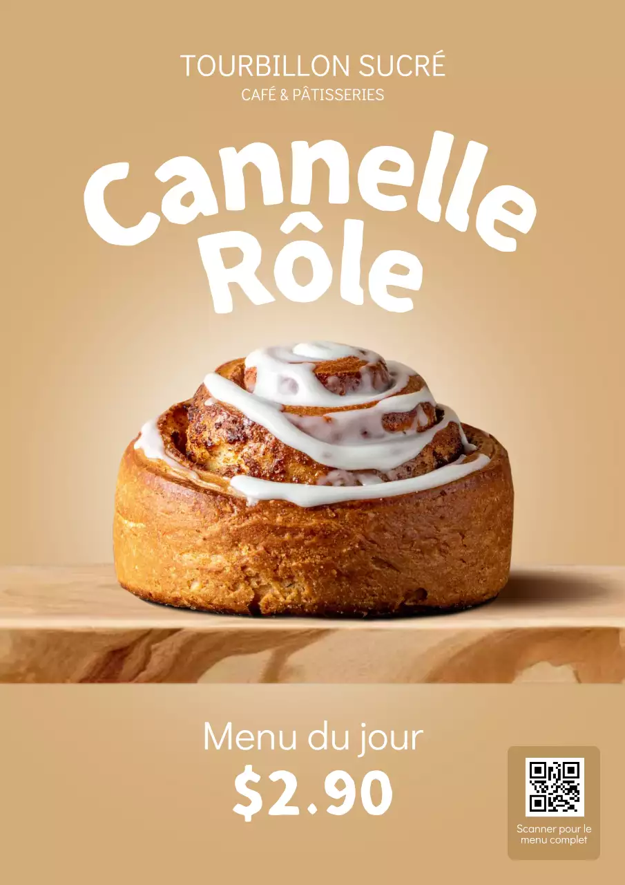 Affiche promotionnelle de boulangerie beige simple