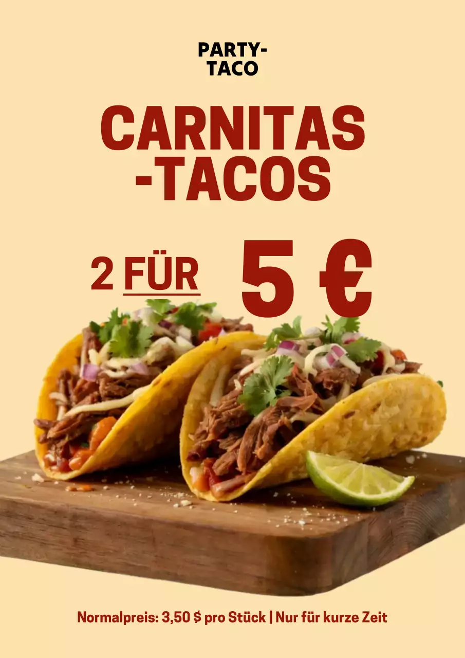 Beiges modernes Taco-Werbeplakat