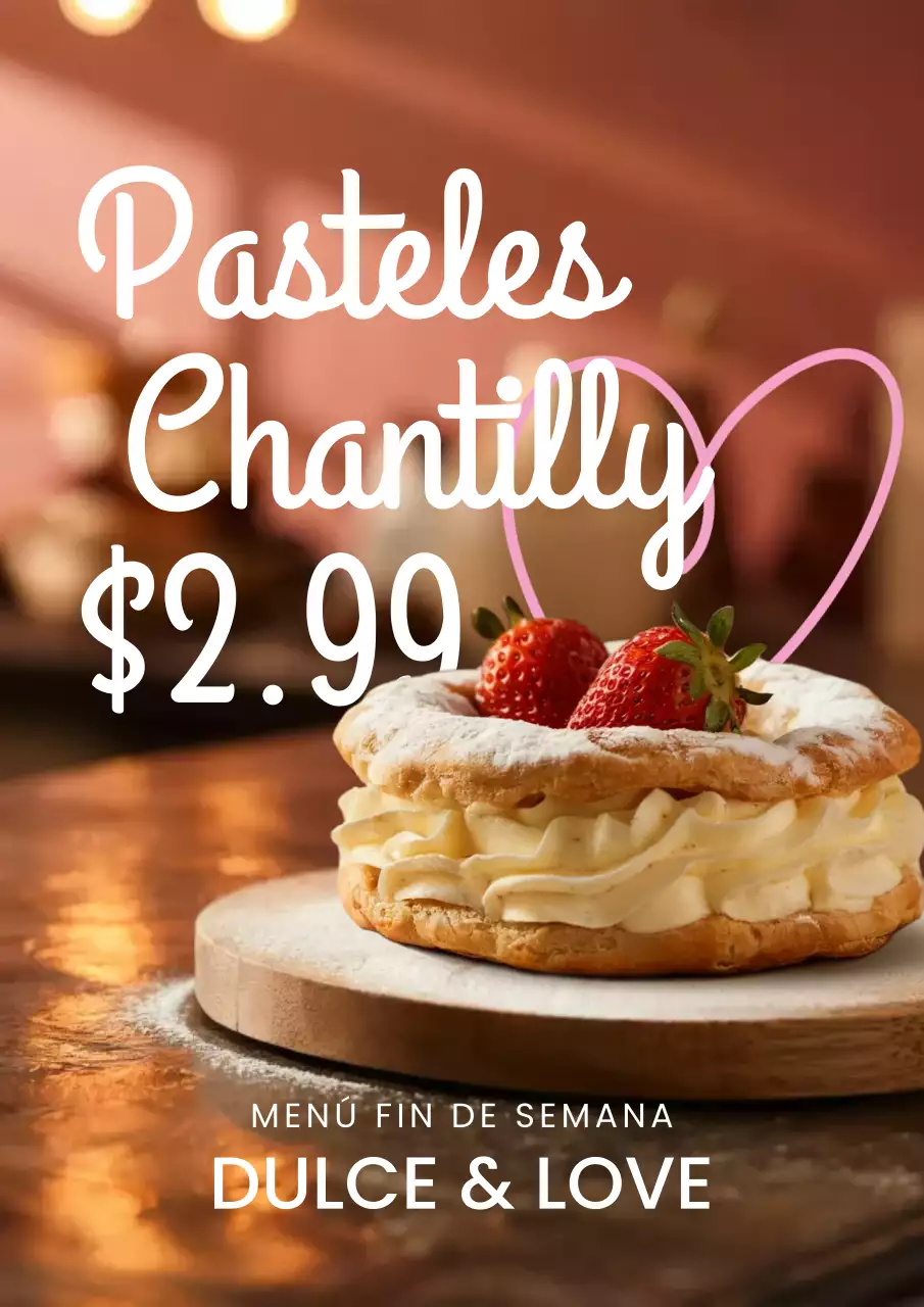 Póster de menú promocional de pastelería elegante en beige