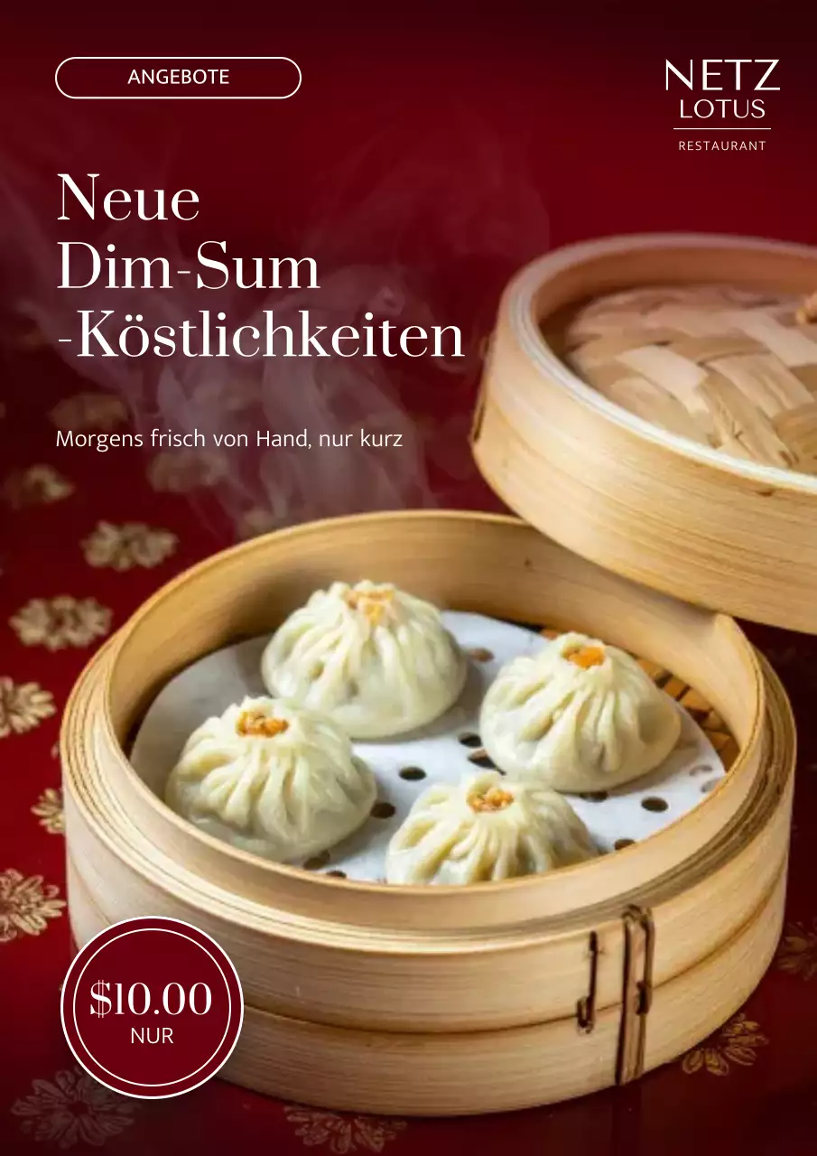 Rotes Werbeplakat für traditionelle chinesische Speisen