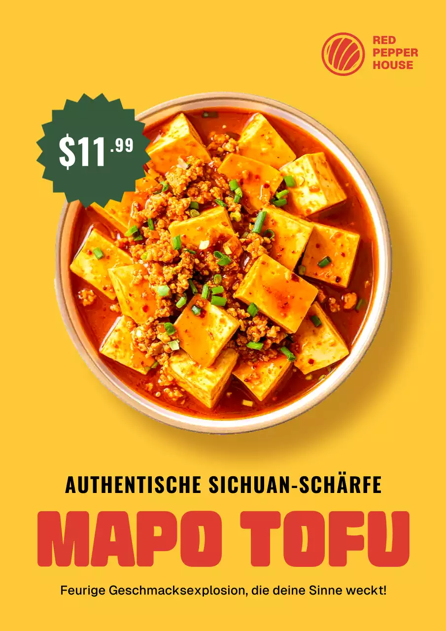 Gelbes modernes Tofu-Werbeplakat