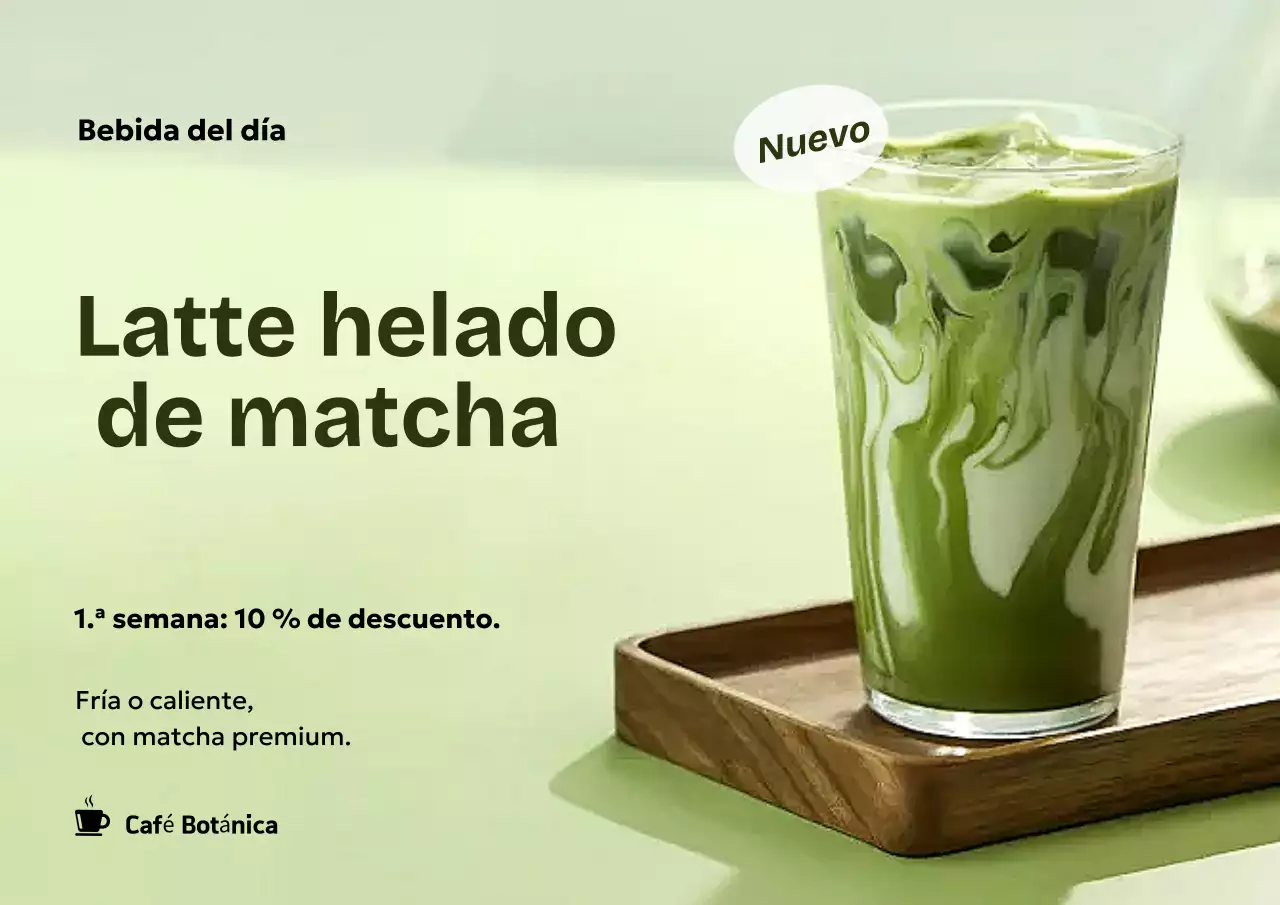Cartel publicitario de bebidas modernas y ecológicas