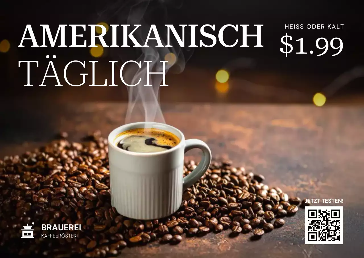 Werbeplakat für braunen klassischen Kaffee