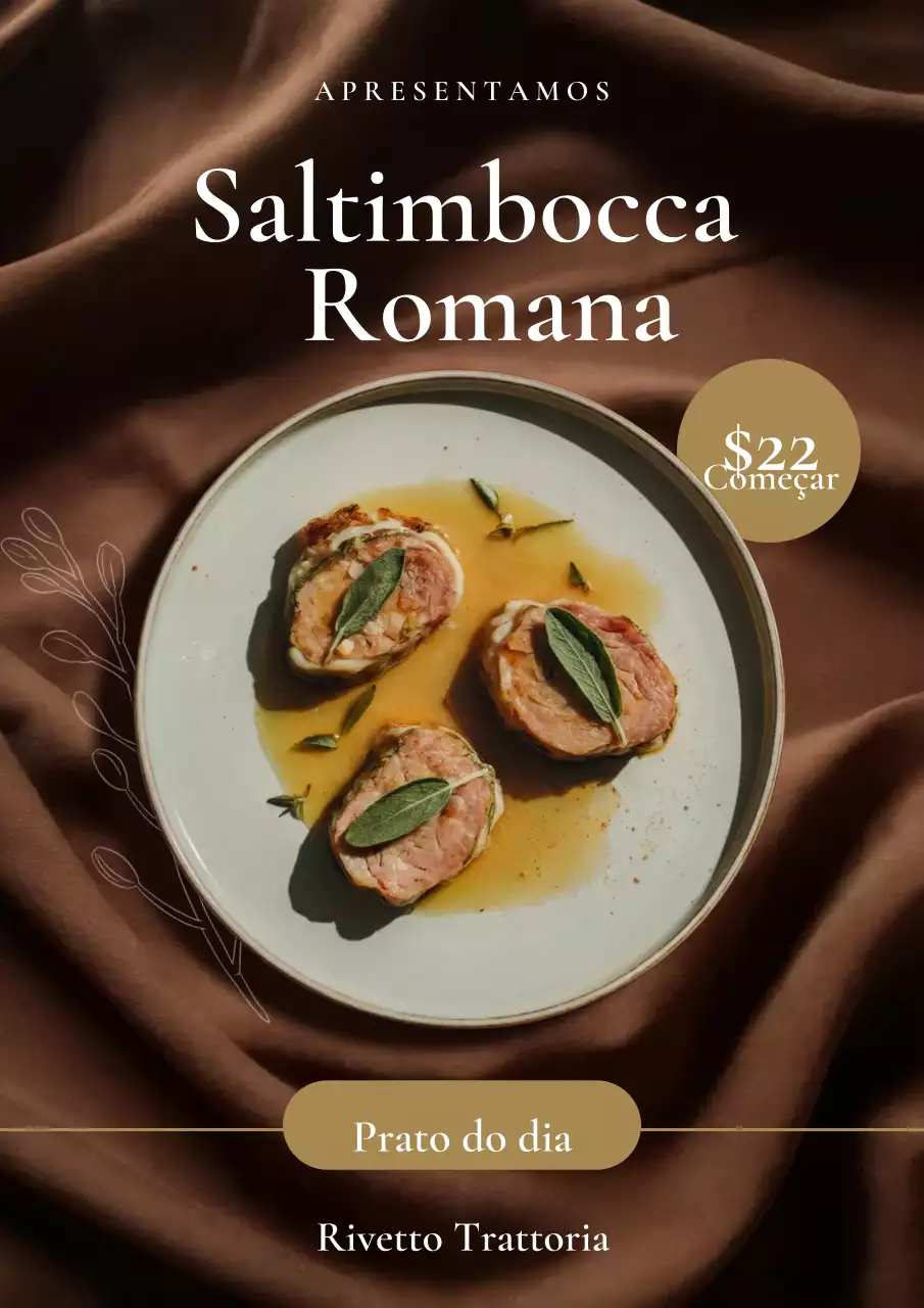 Cartaz de cardápio de propaganda de comida elegante marrom