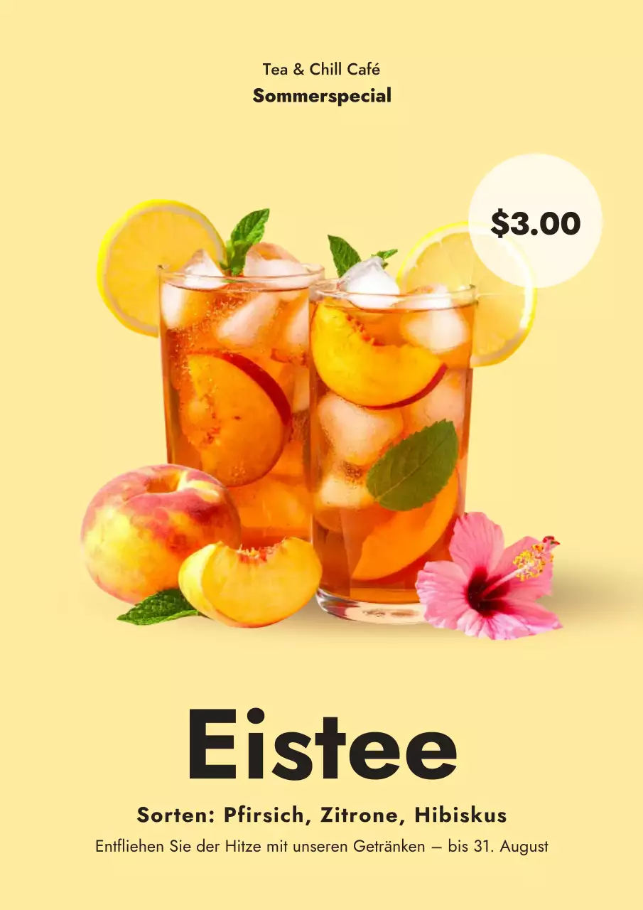 Gelbes modernes Getränke-Werbeplakat