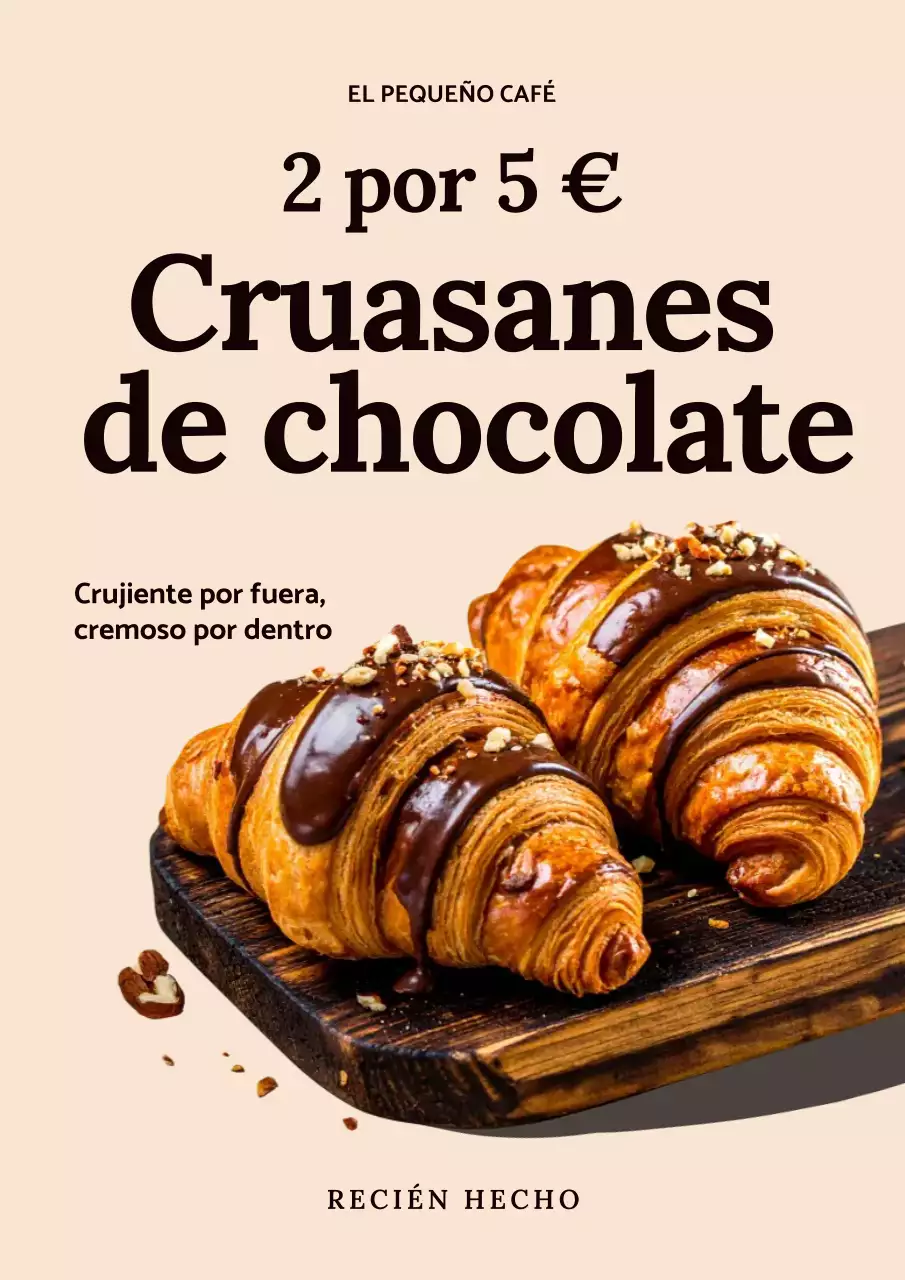 Póster promocional de pastelería moderna beige