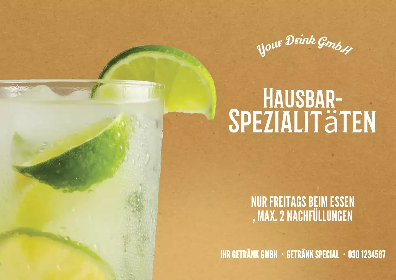 Beige rustikale Getränkewerbung