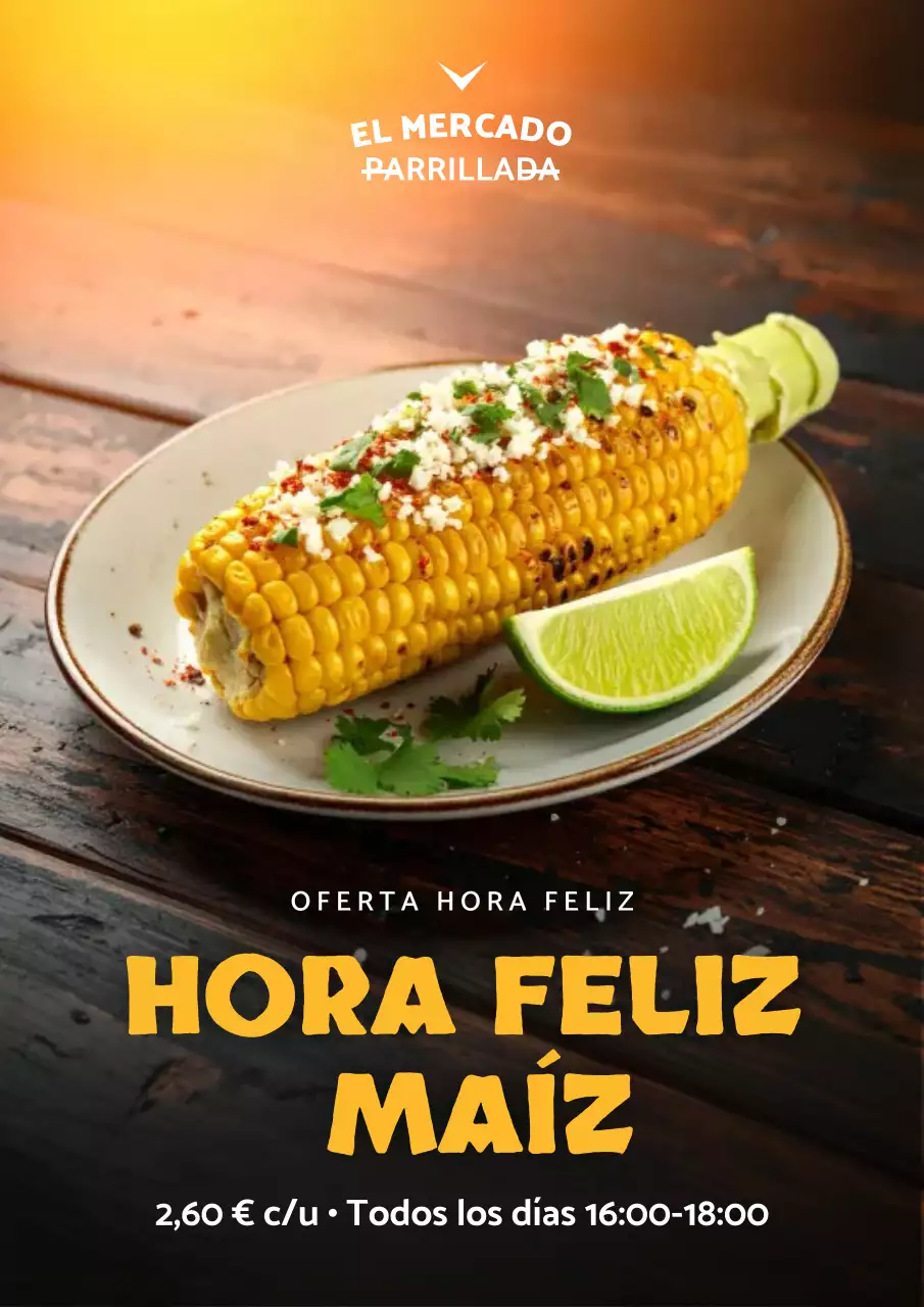 Cartel promocional de comida rústica naranja