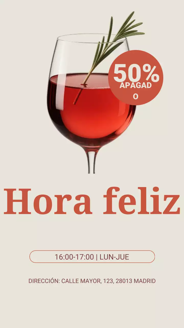 Publicación de Instagram sobre la promoción del vino tinto elegante