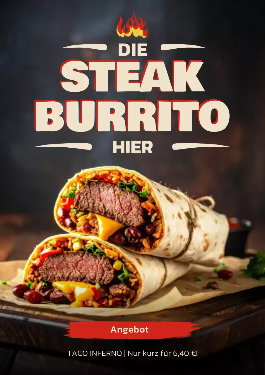 Braunes rustikales Burrito-Werbeplakat