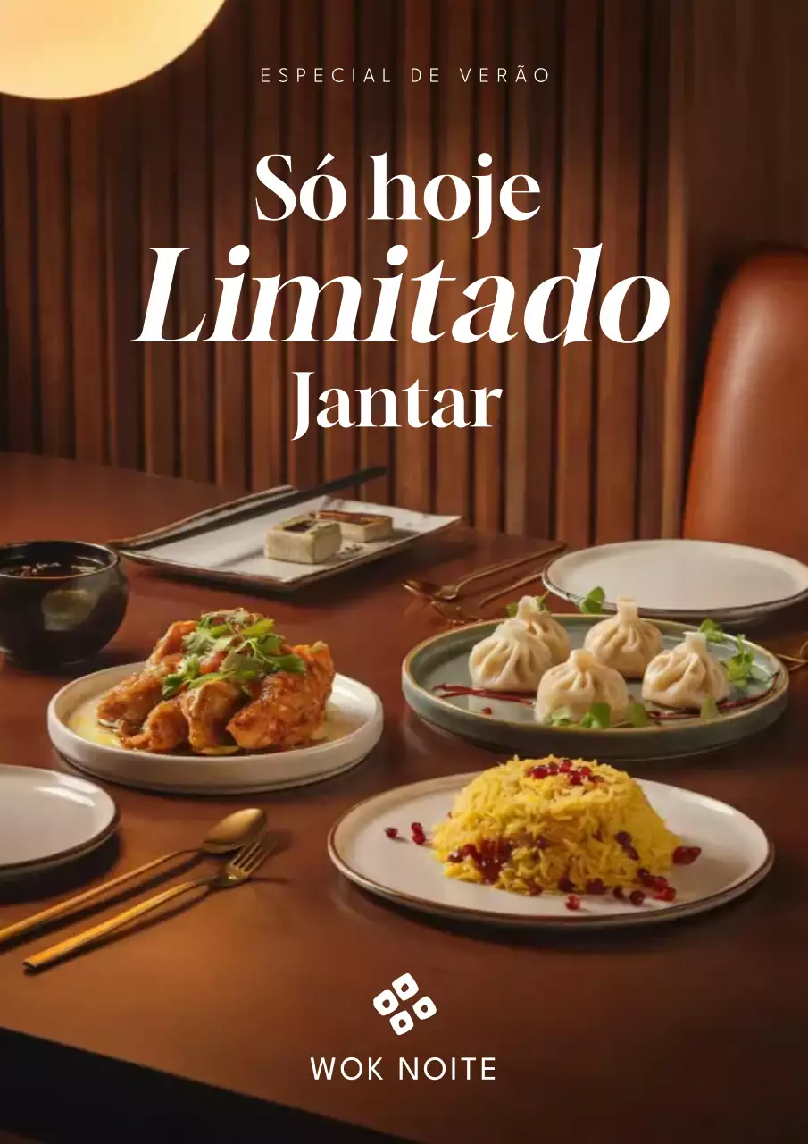 Cartaz promocional do menu de jantar elegante marrom