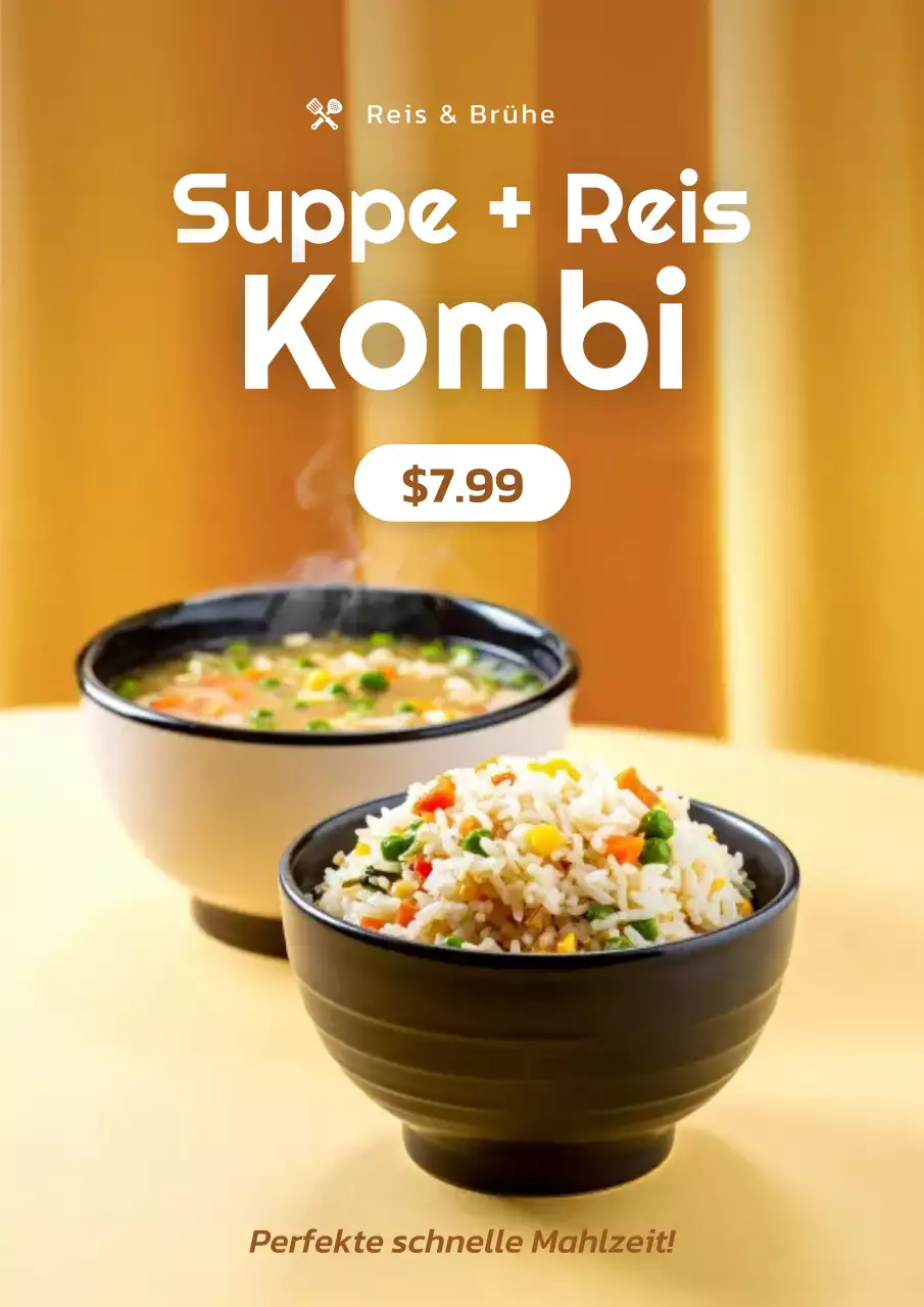 Gelbes Minimal-Food-Promotion-Poster