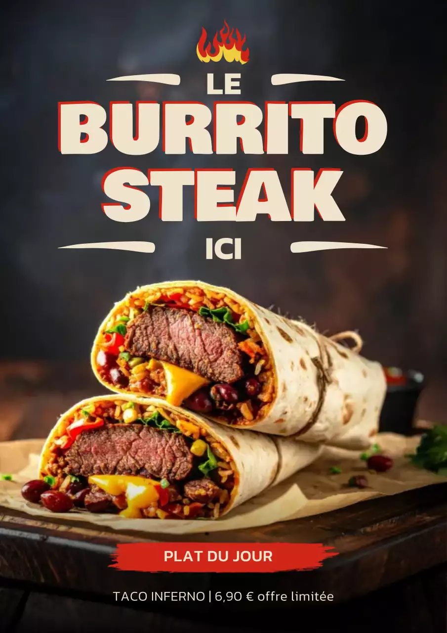 Affiche promotionnelle pour burrito rustique marron