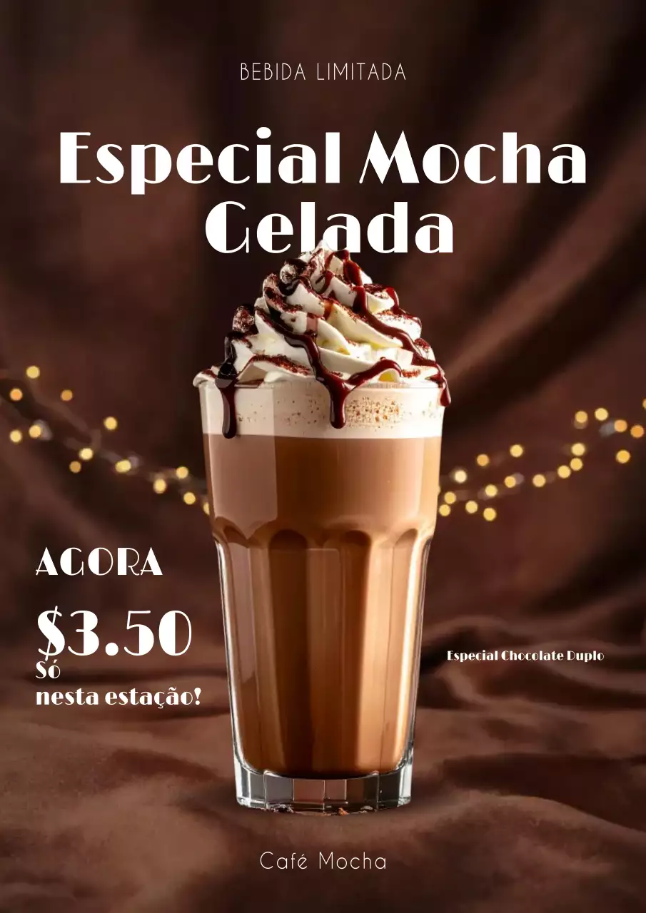 Cartaz promocional de café moderno marrom