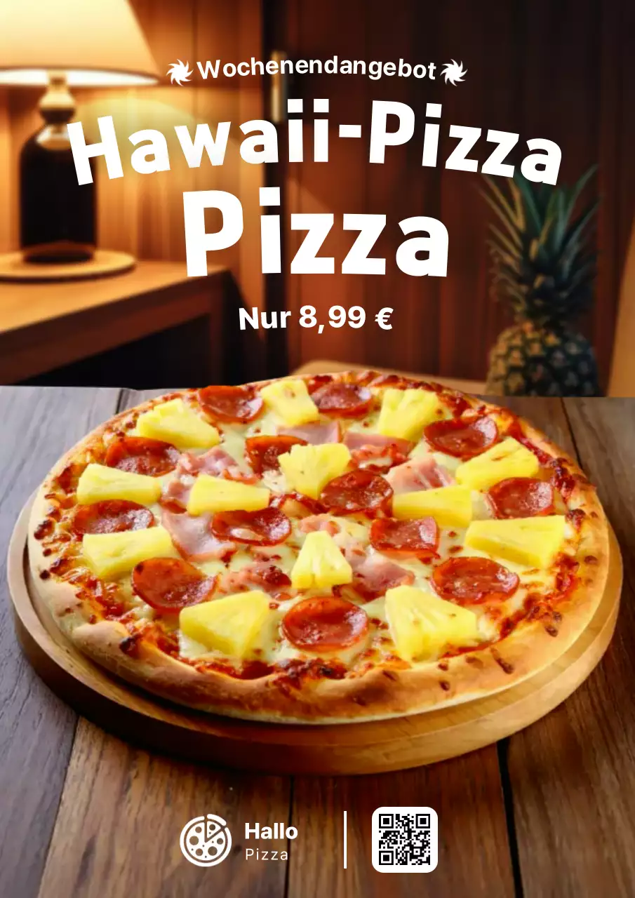 Braunes Retro-Pizza-Werbeplakat