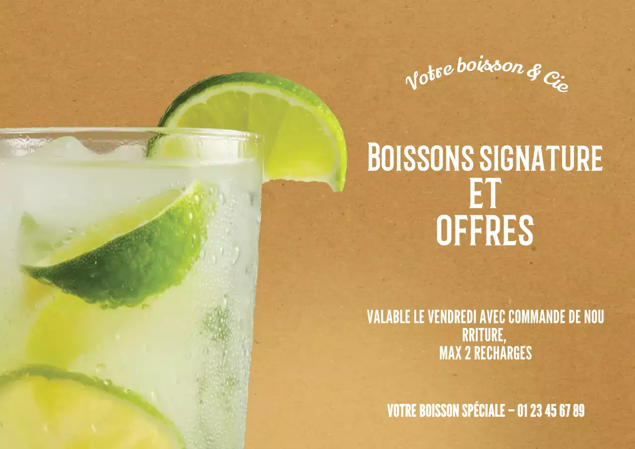 promotion de boissons rustiques beiges