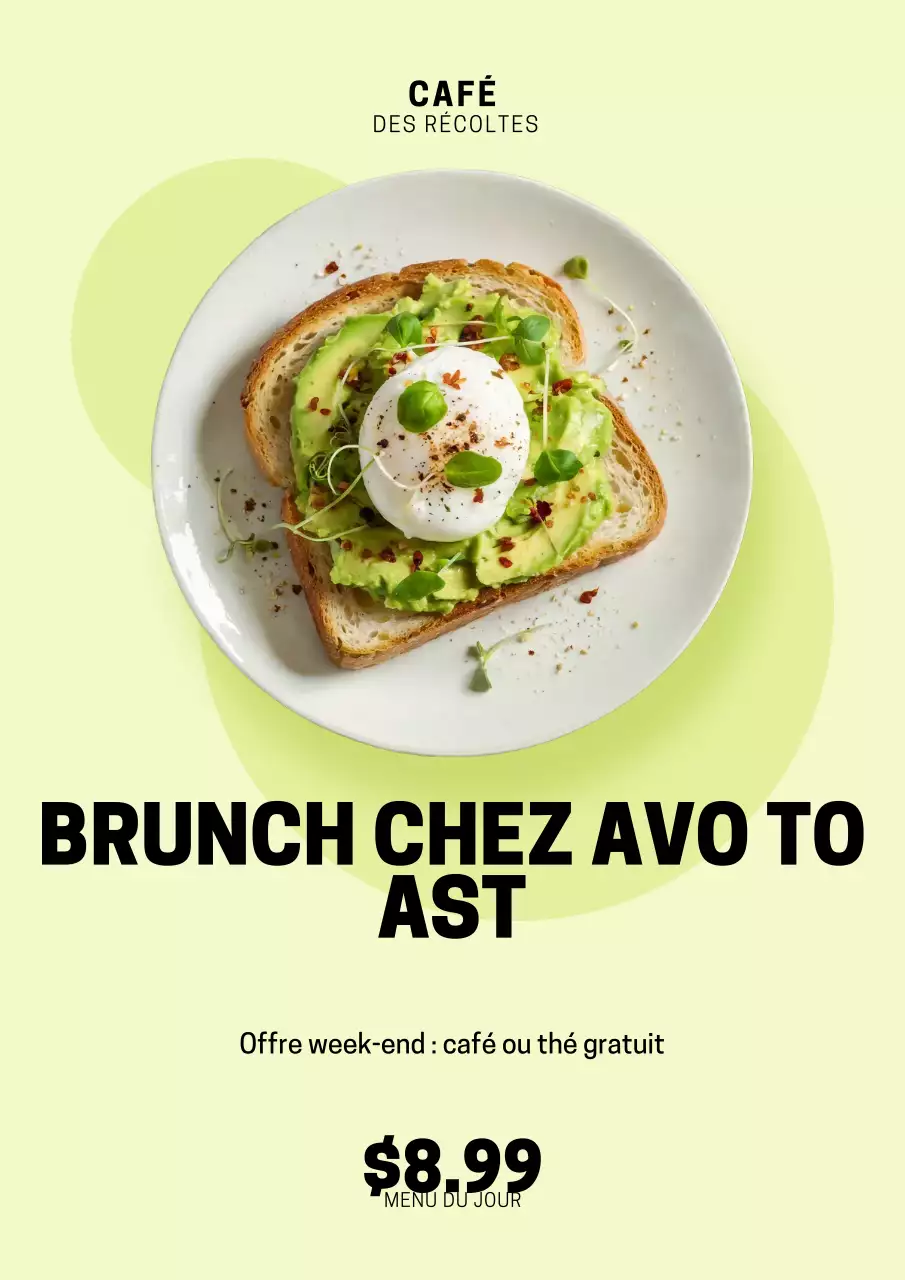 Affiche de menu de brunch moderne et vert
