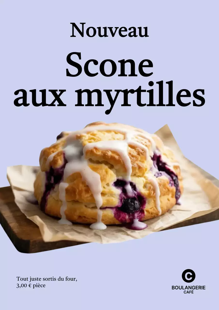 publicité de boulangerie moderne bleue