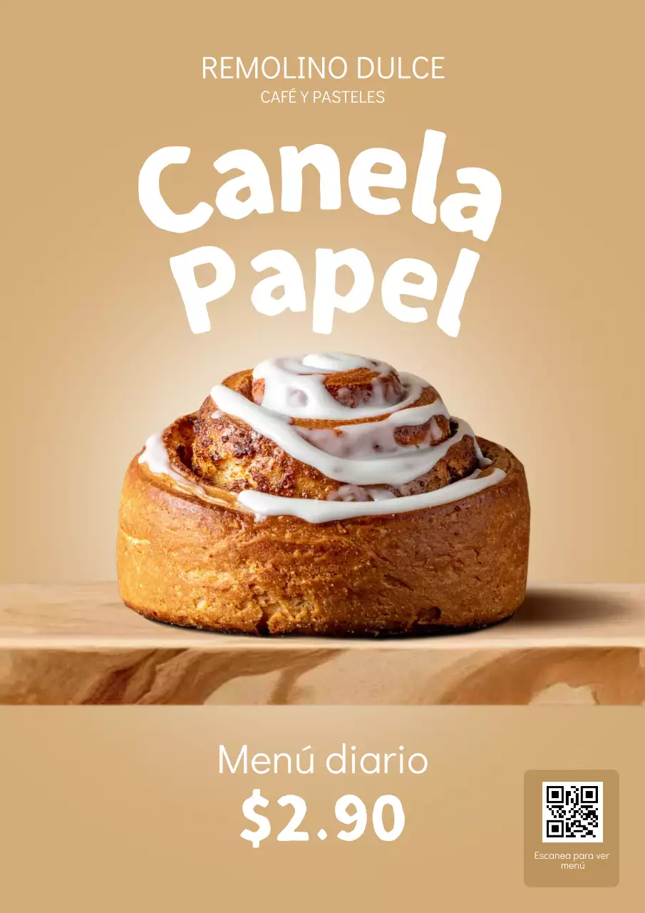 Póster promocional de panadería simple en beige