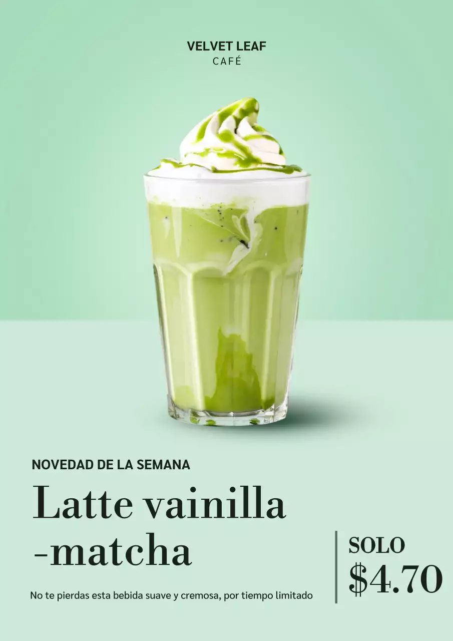 Cartel publicitario de bebidas modernas Mint