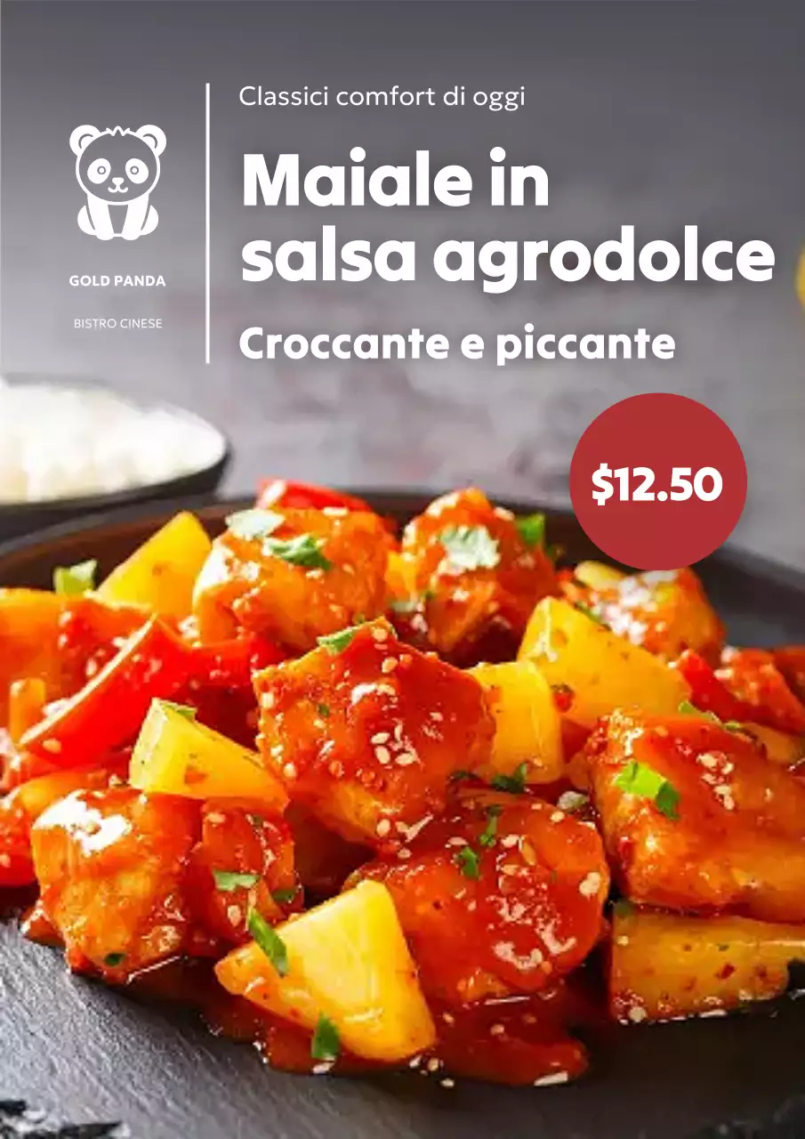 Manifesto promozionale del cibo moderno rosso