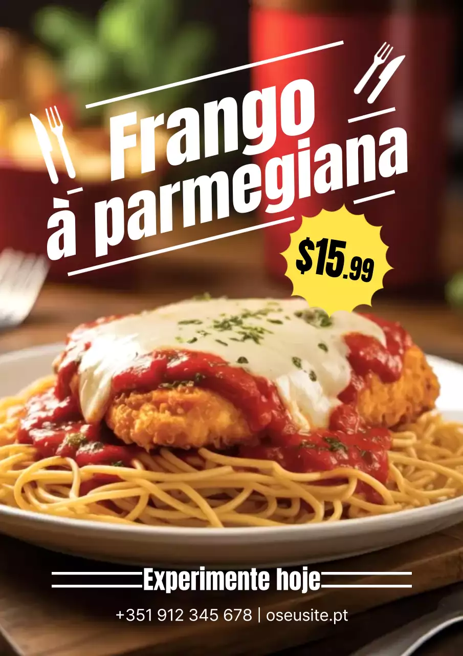 cardápio de frango clássico vermelho