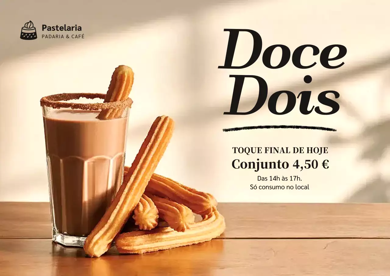 Poster Moderno Bege da Promoção da Sobremesa