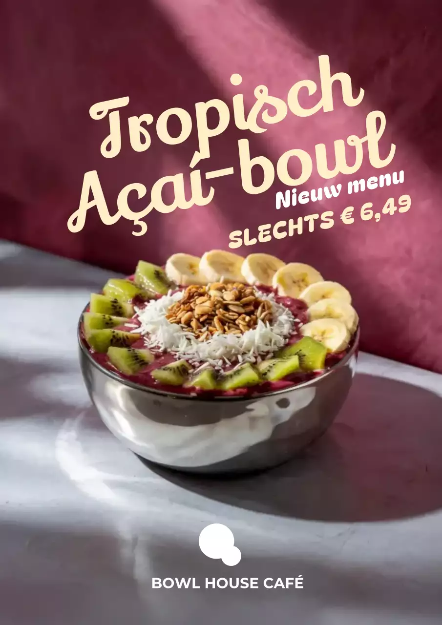 Maroon Modern Acai Bowl Promotieposter