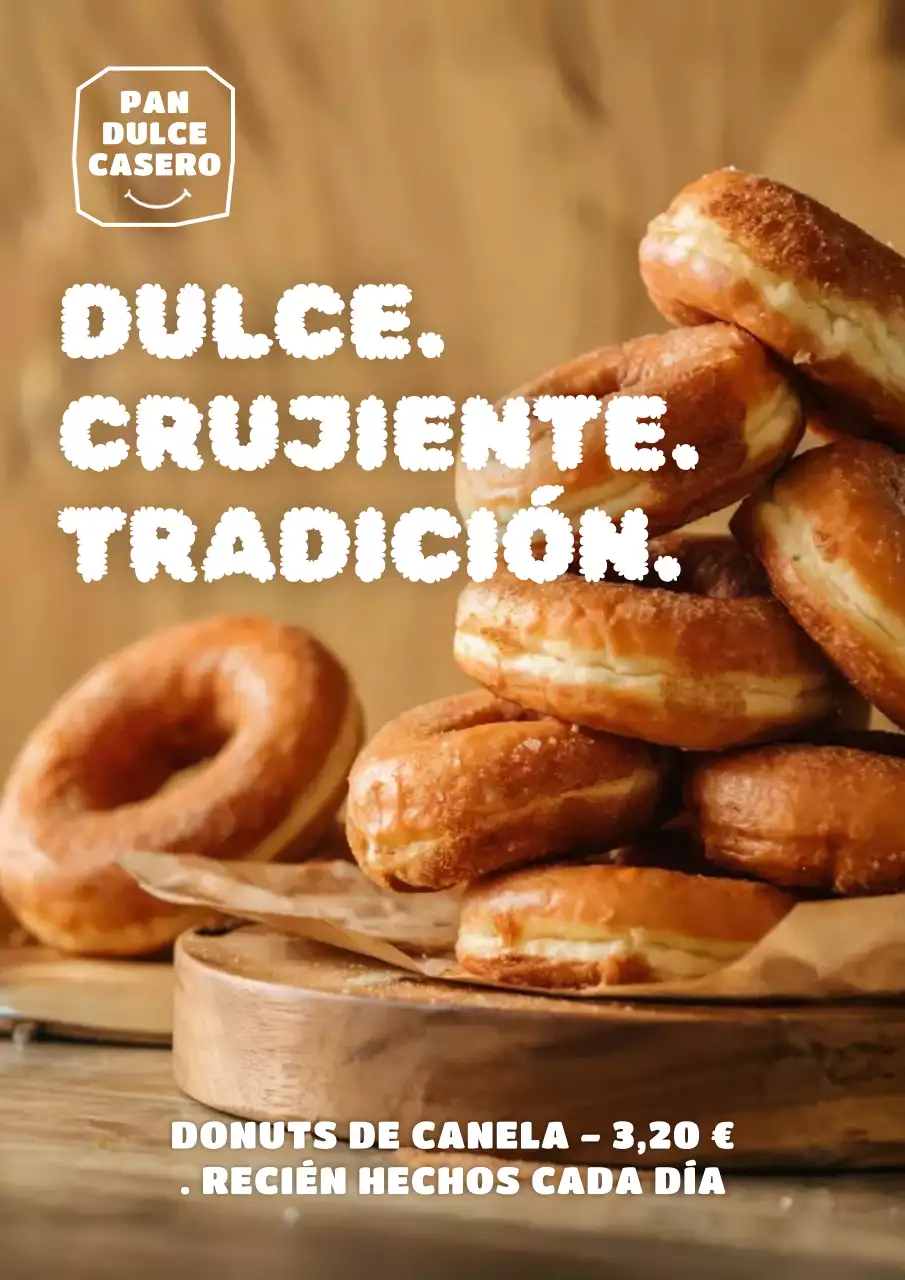 Cartel publicitario de donut rústico marrón