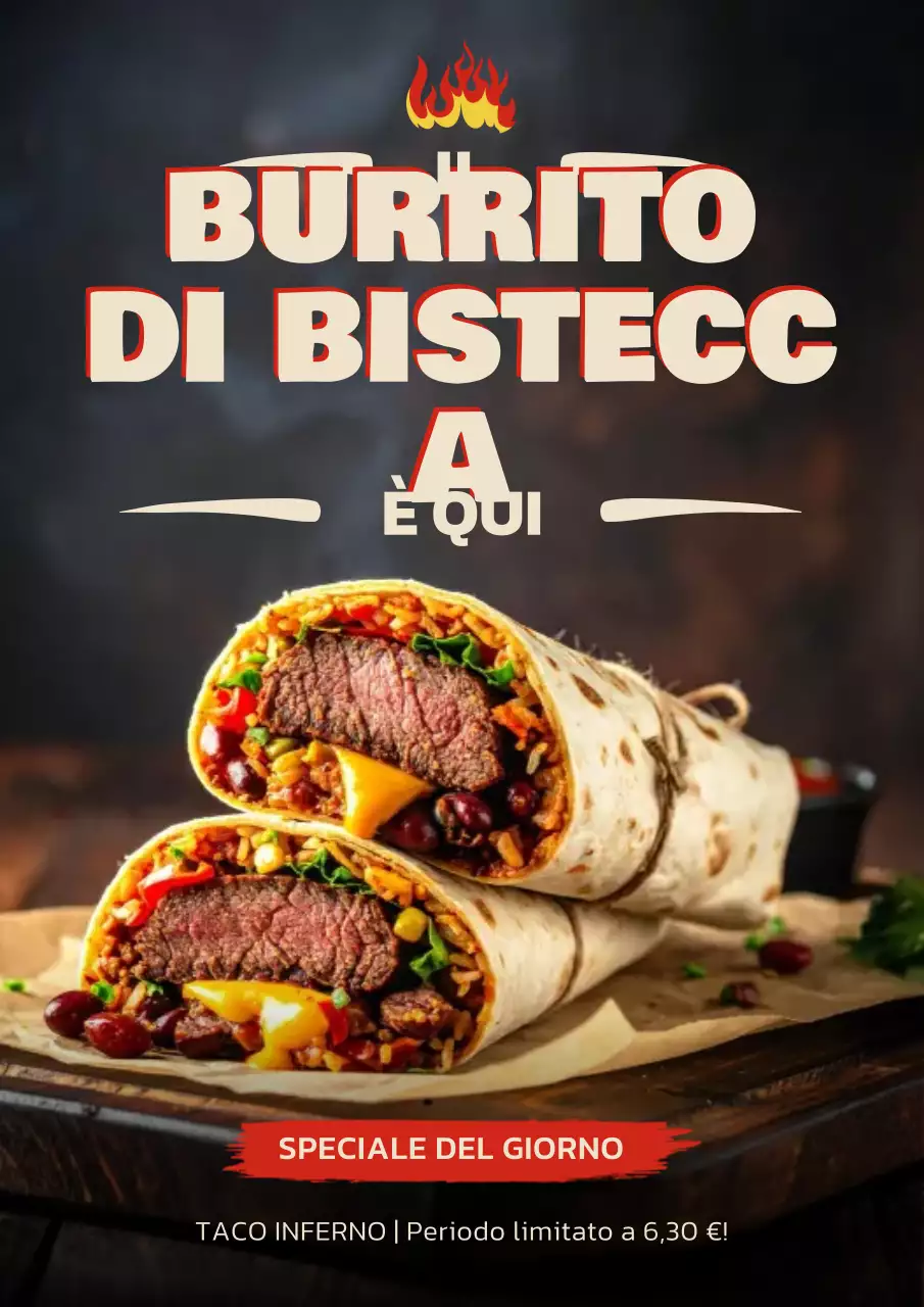 Poster promozionale del burrito rustico marrone
