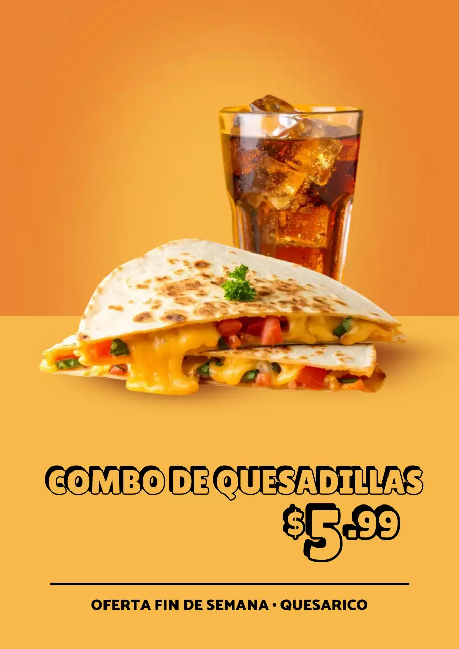 Cartel promocional de comida naranja atrevida