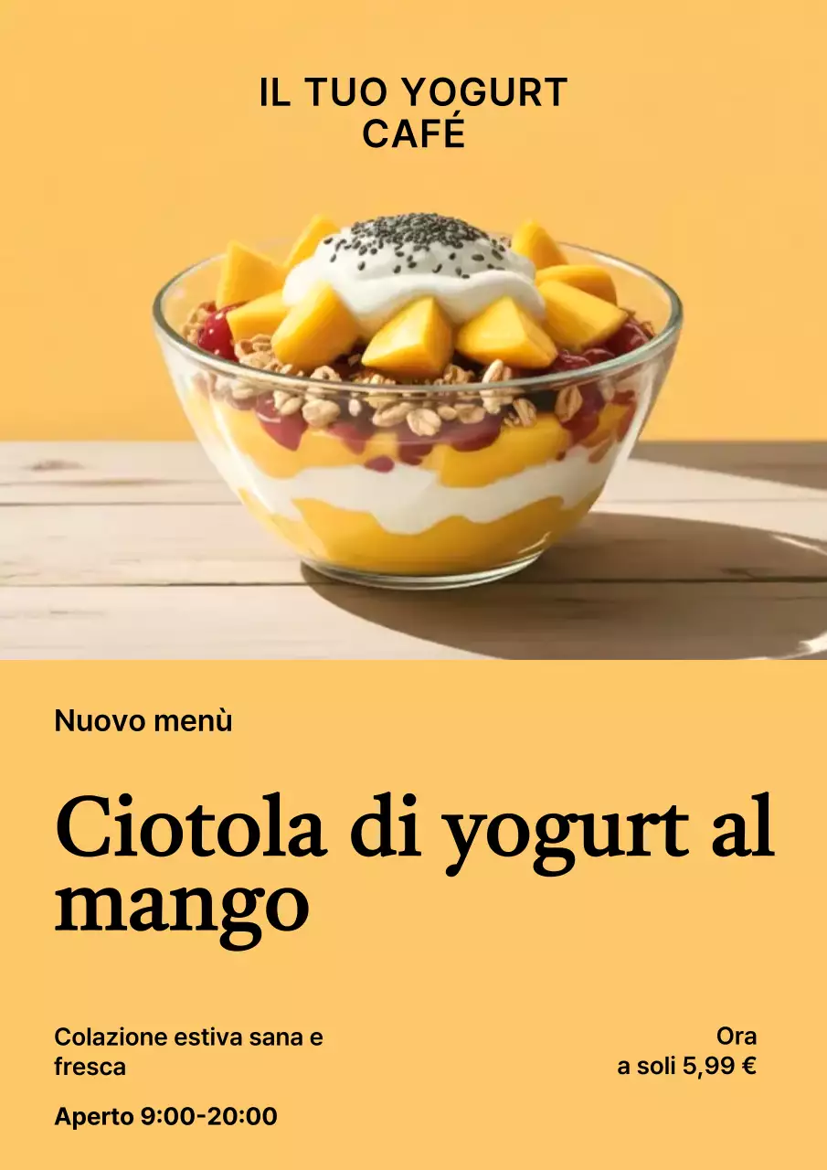 menù yogurt moderno giallo