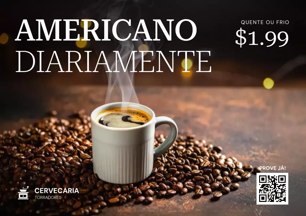 Cartaz promocional de café clássico marrom