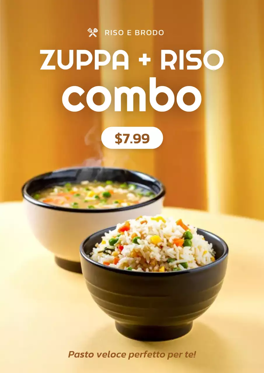 Poster promozionale di cibo minimale giallo