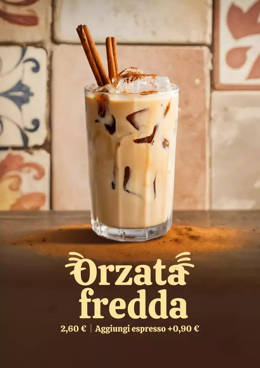 Manifesto pubblicitario di bevande rustiche beige