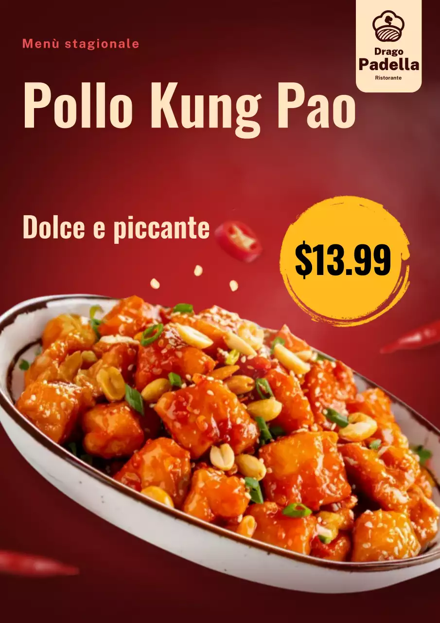 menù di cibo moderno rosso