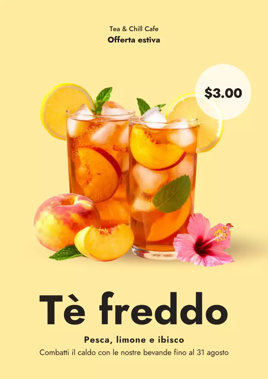 Poster promozionale di bevande moderne gialle