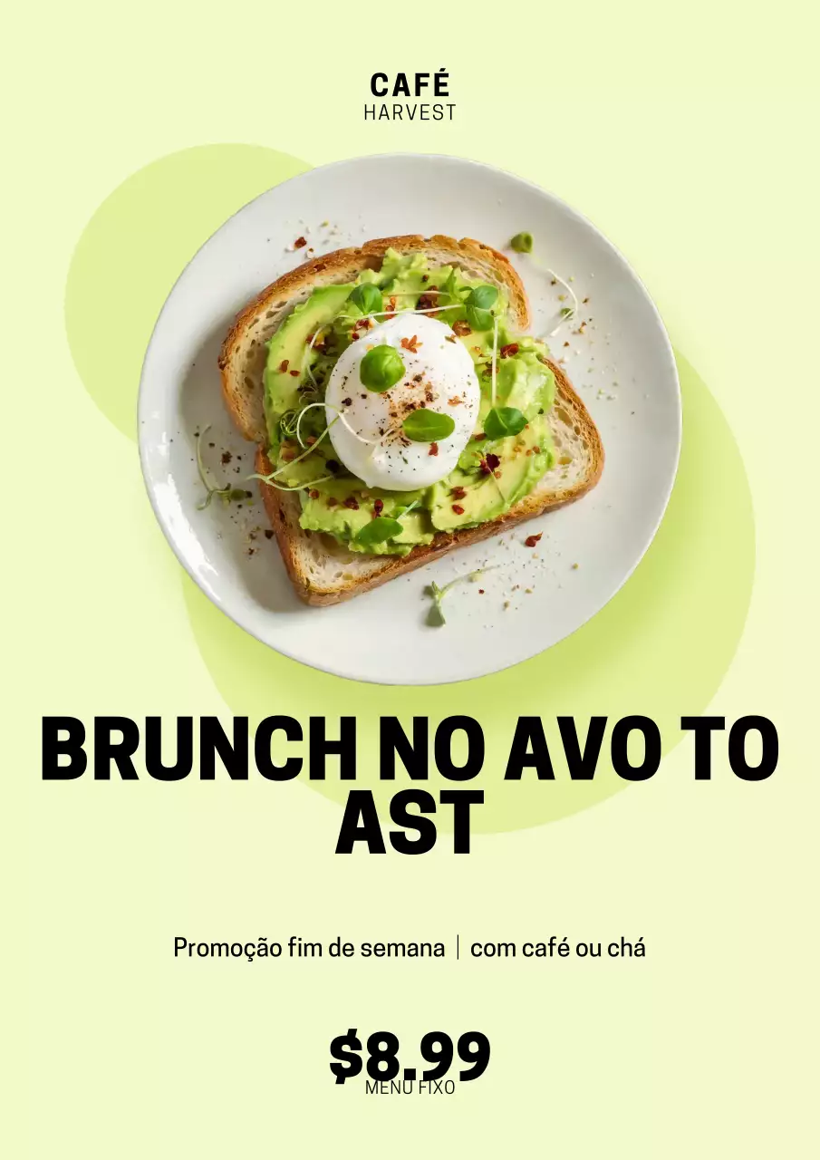 Cartaz do Cardápio de Brunch Moderno Verde