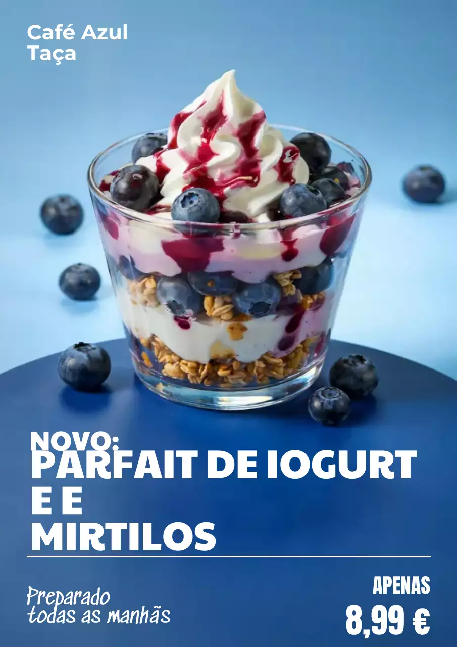 Cartaz de propaganda de sobremesa moderna azul