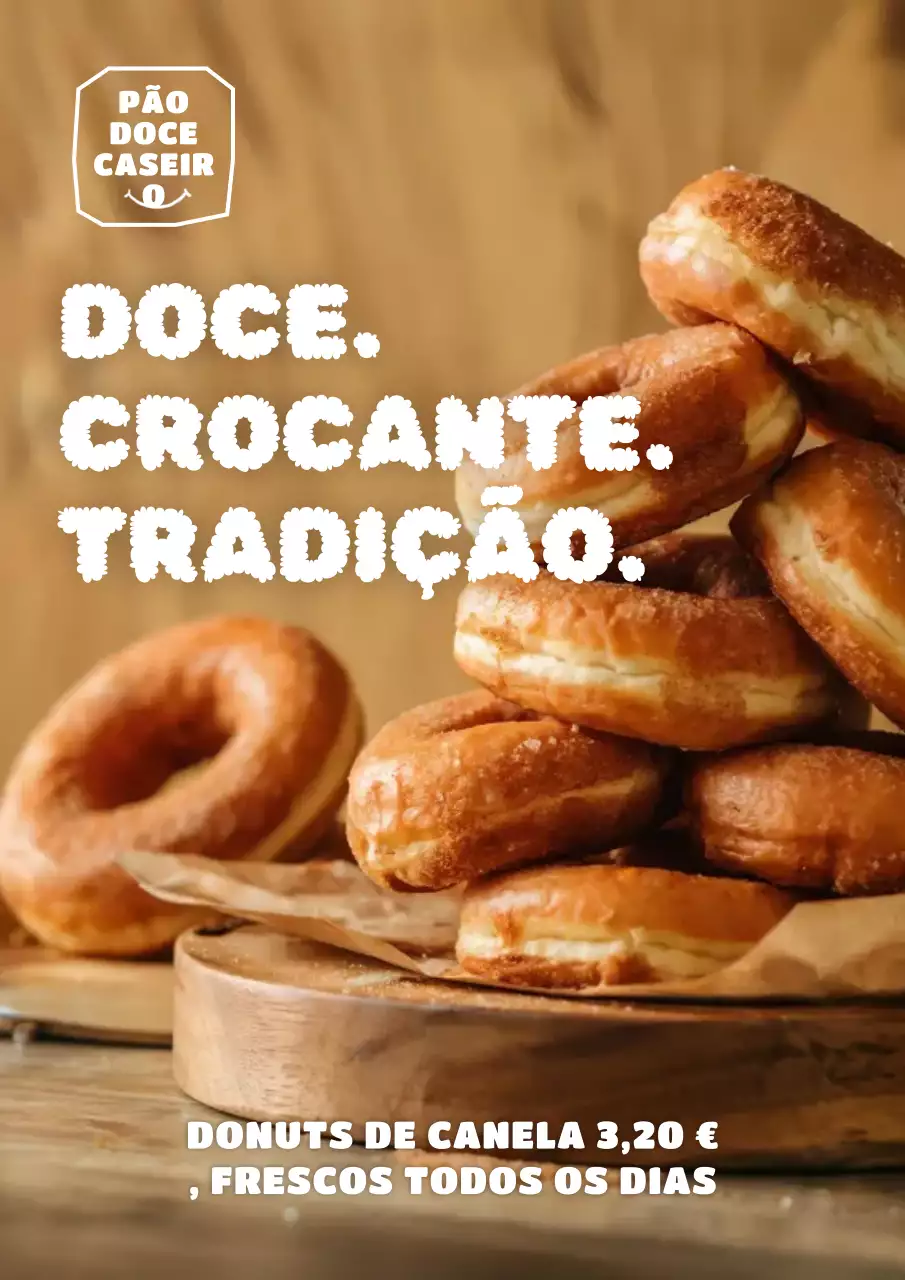 Cartaz de propaganda de donut rústico marrom