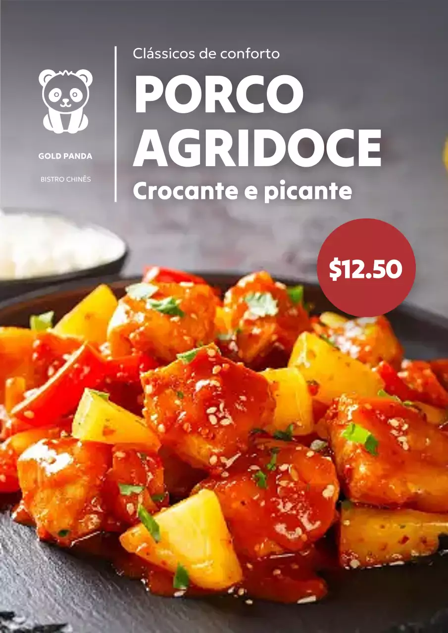 Cartaz de promoção de comida moderna vermelha
