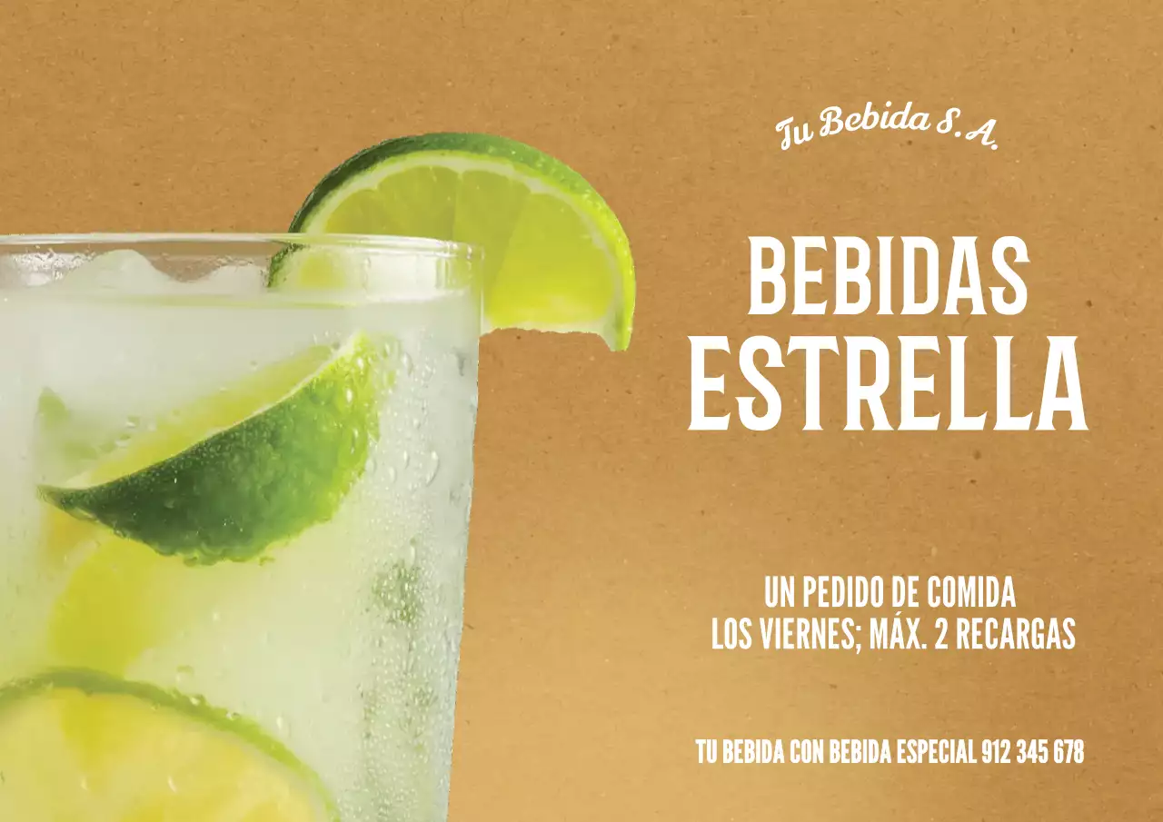 Promoción de bebida rústica beige