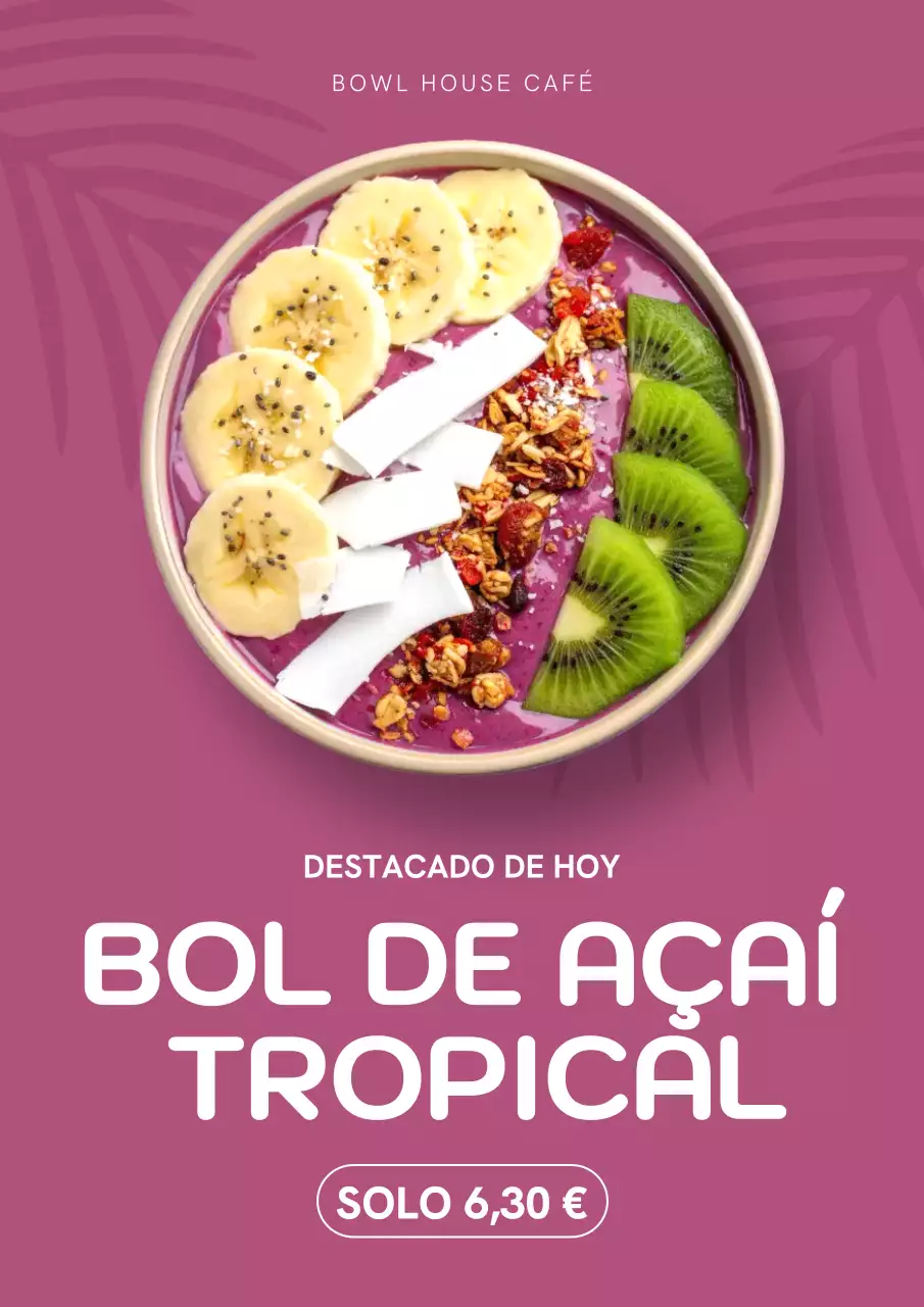 Cartel de promoción de comida moderna en color rosa