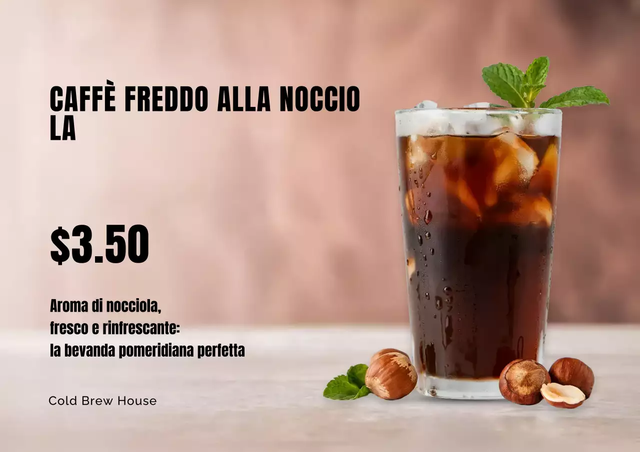 Manifesto promozionale del caffè moderno marrone