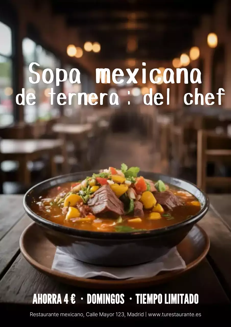 Promoción de sopa rústica marrón