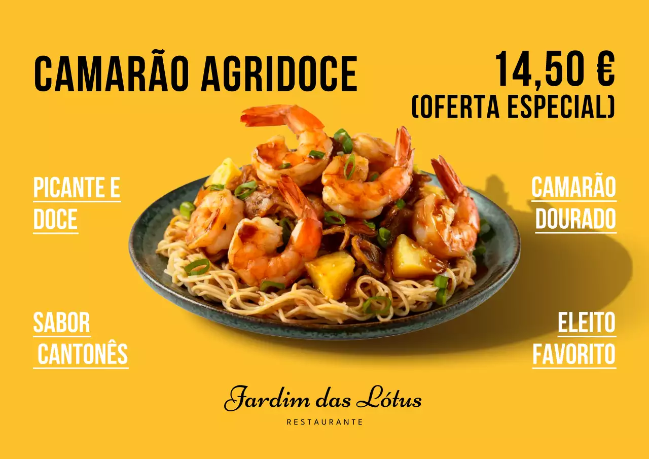 Cartaz amarelo de promoção de comida chinesa moderna