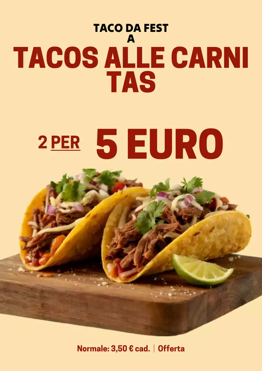 Poster promozionale beige moderno per tacos